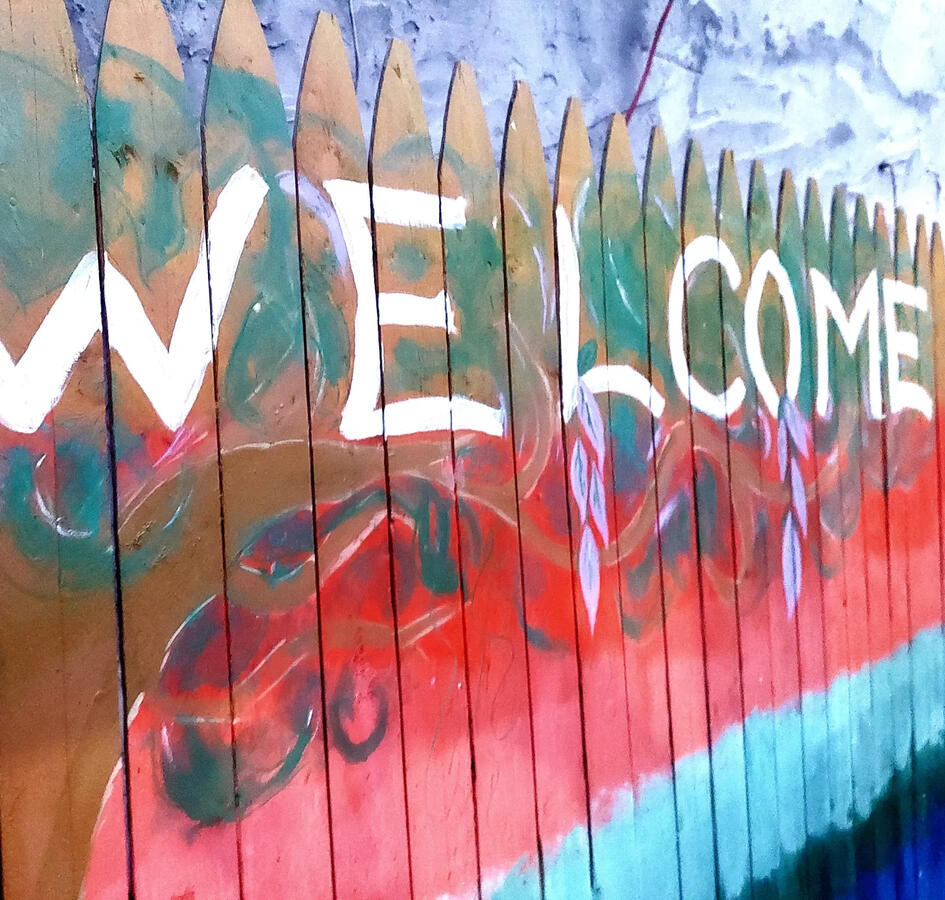 All Are Welcome - Fence Art - The Bronx Collab, April 2023 All Are Welcome - Fence Art - The Bronx Collab, April 2023